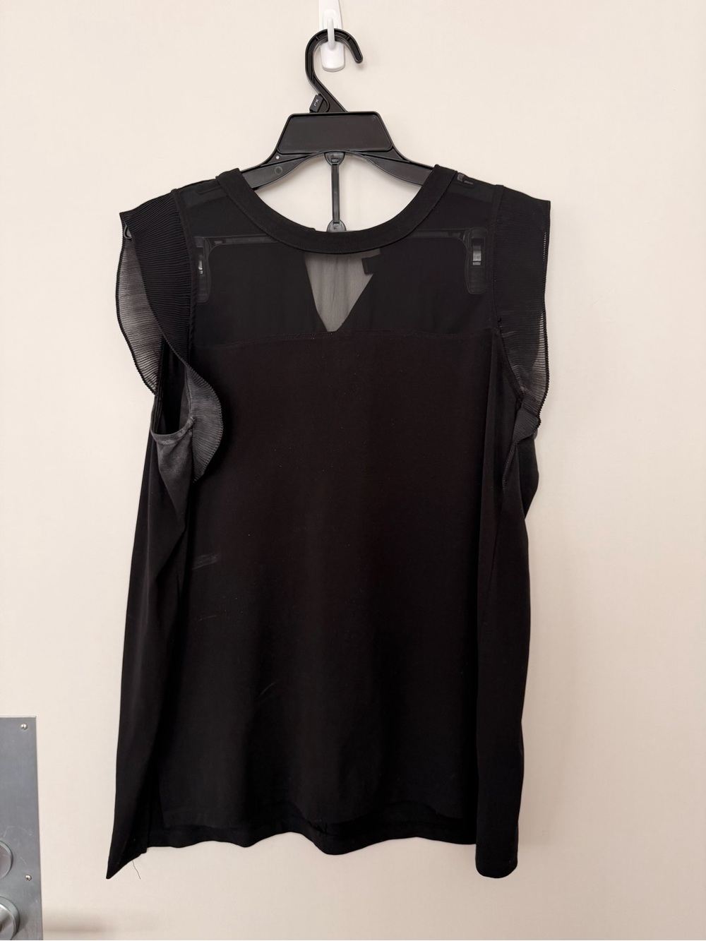 Covington Black Sleeveless Ruffle-Trim Camisole